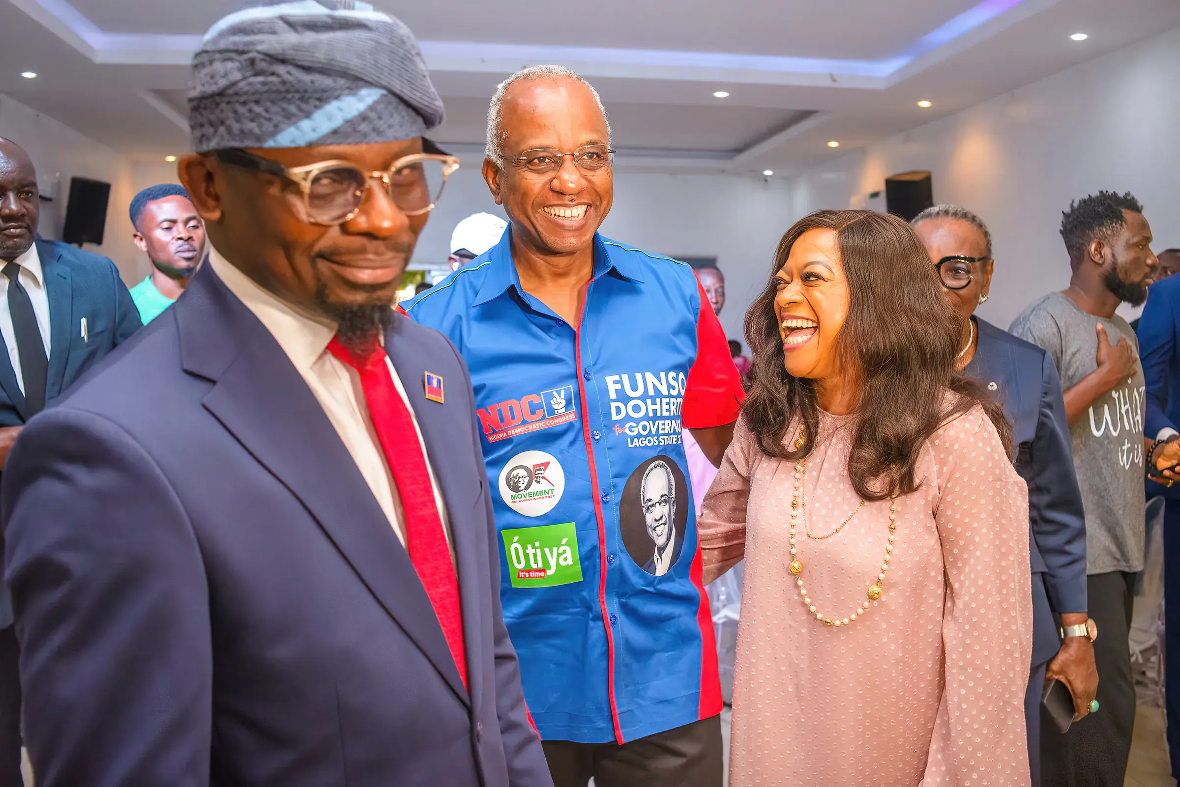 Funso Doherty with people at the Candidates' Dinner.
