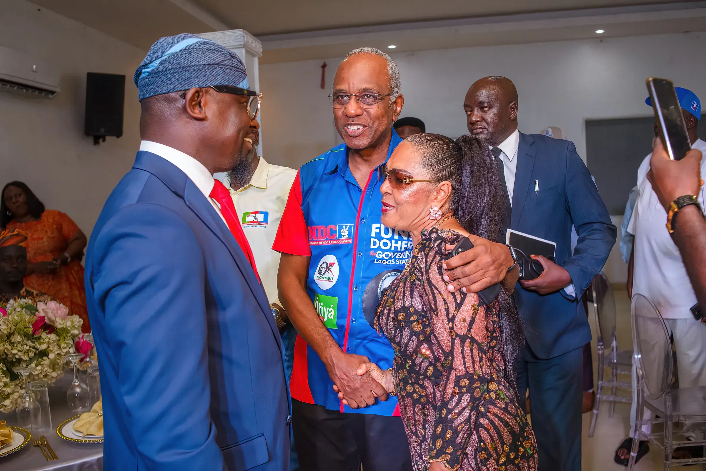 Funso Doherty with people at the Candidates' Dinner.