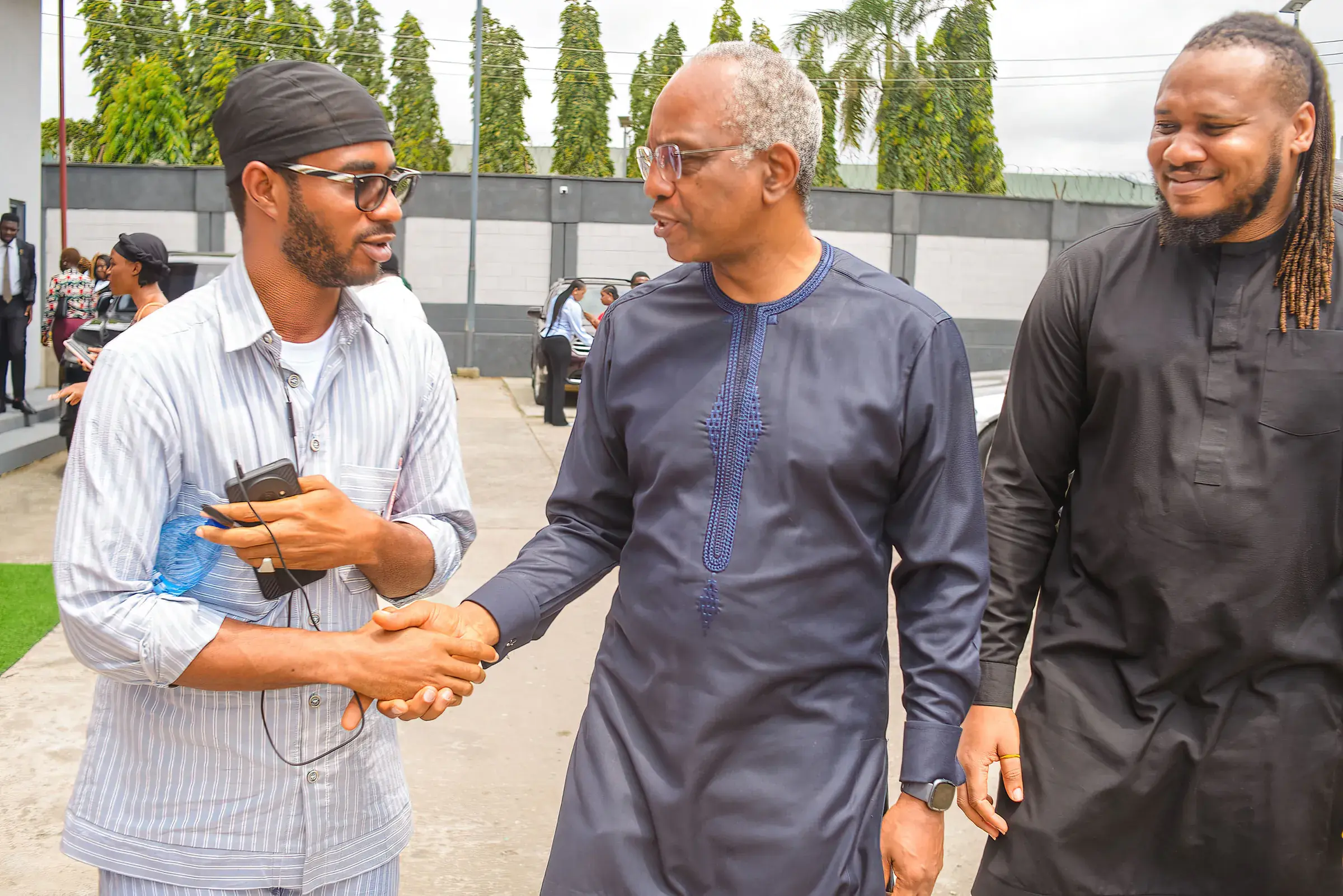 Funso Doherty with people at CCI Ikeja and the Arewa community meeting.