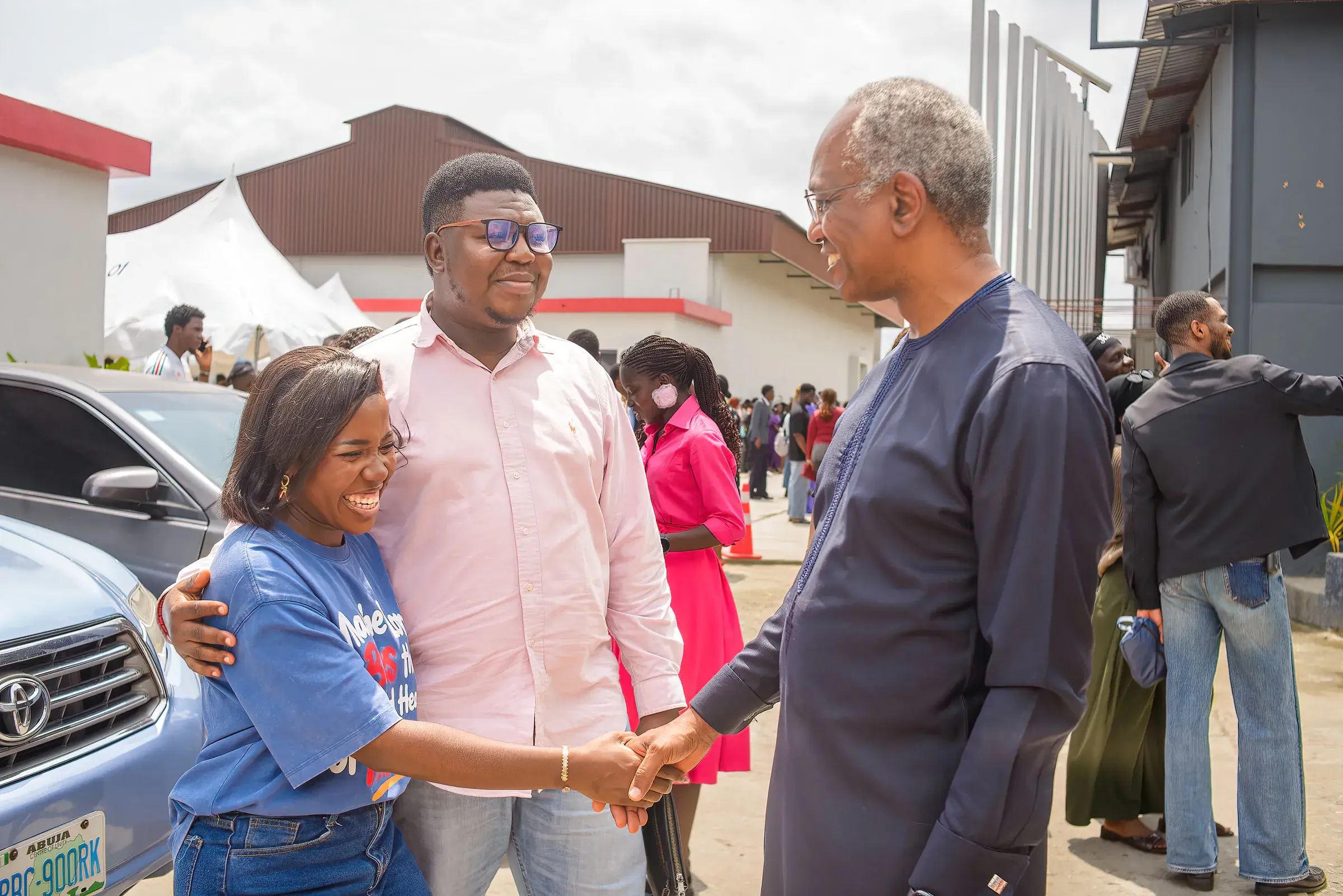 Funso Doherty with people at CCI Ikeja and the Arewa community meeting.