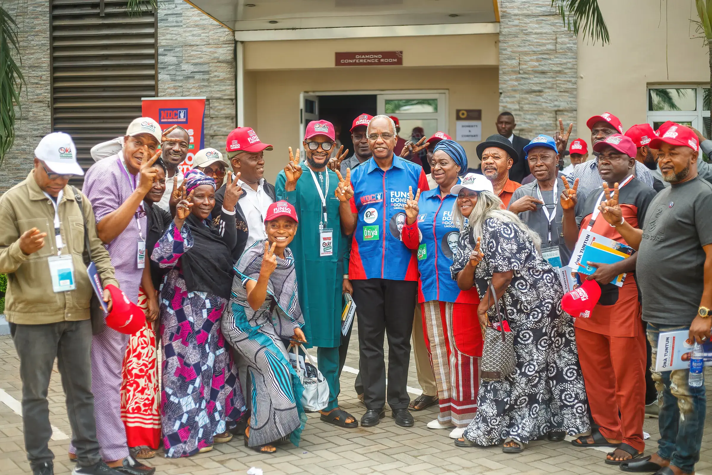 Funso Doherty with people at the unveiling of Tolani Animashaun and the Ọ̀nà Tuntun manifesto.