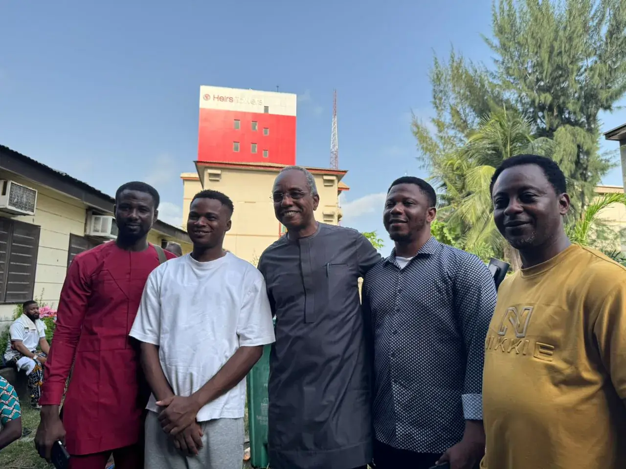 Funso Doherty with people during his visit to Eti-Osa.