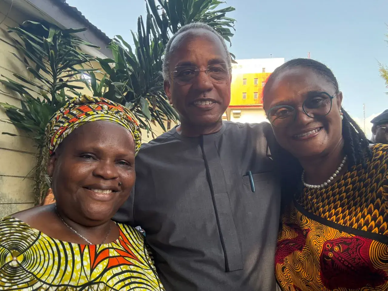 Funso Doherty and Dr Orode Doherty with a guest during his visit to Eti-Osa.