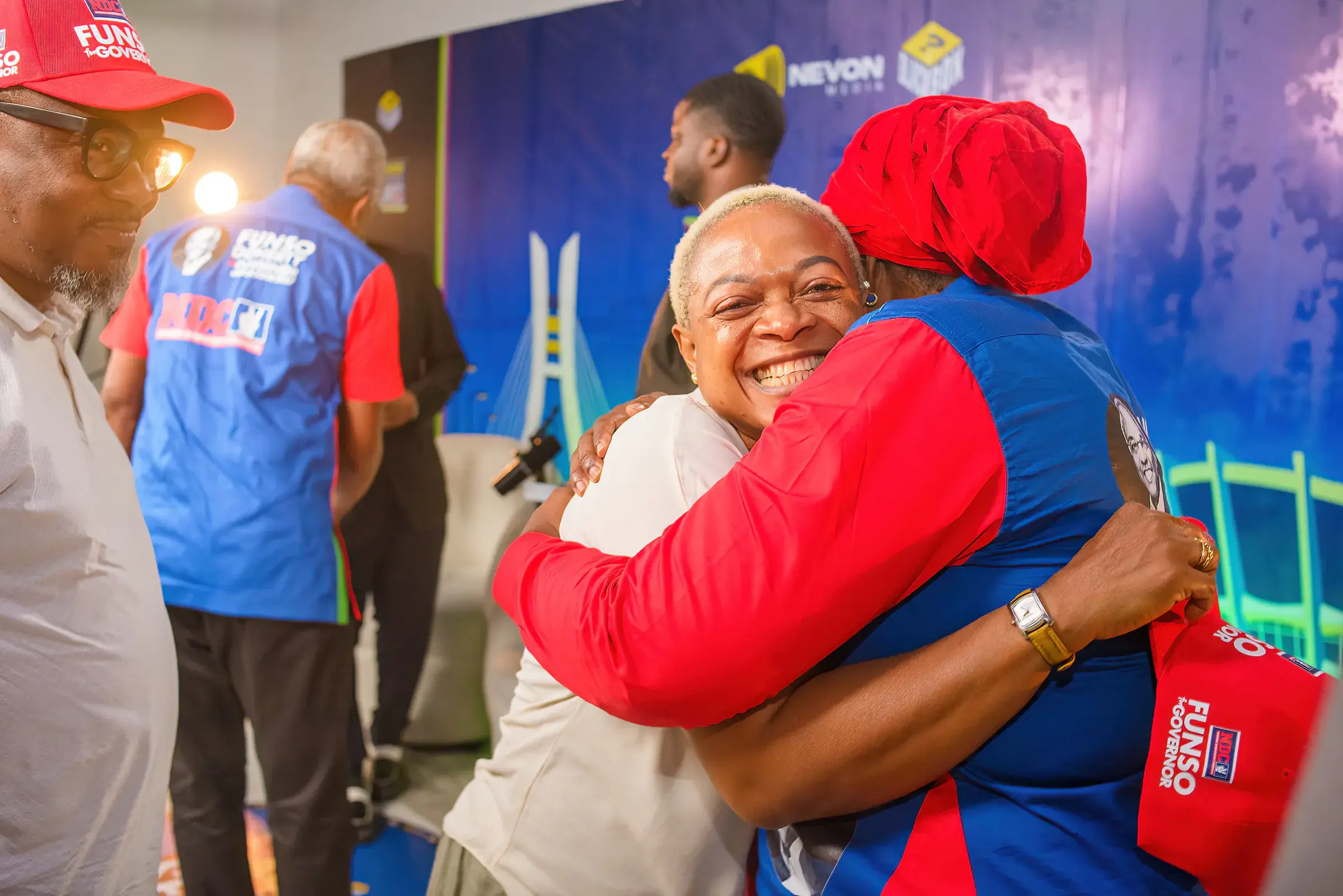 Funso Doherty with people at the Lagos Gubernatorial Series.