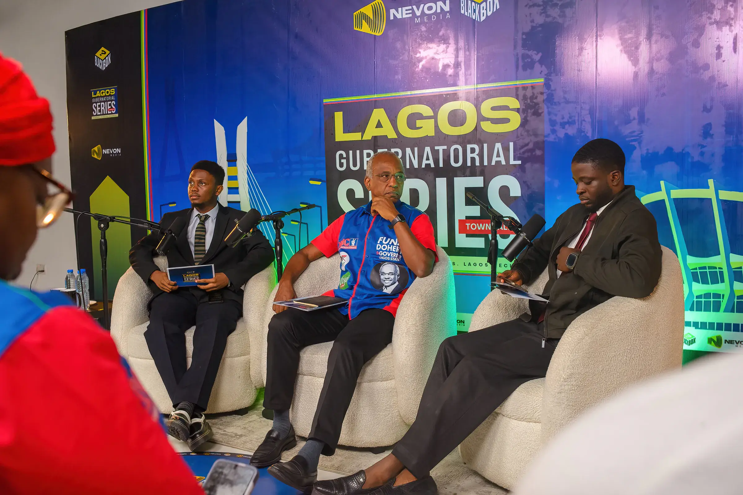 Funso Doherty with people at the Lagos Gubernatorial Series.