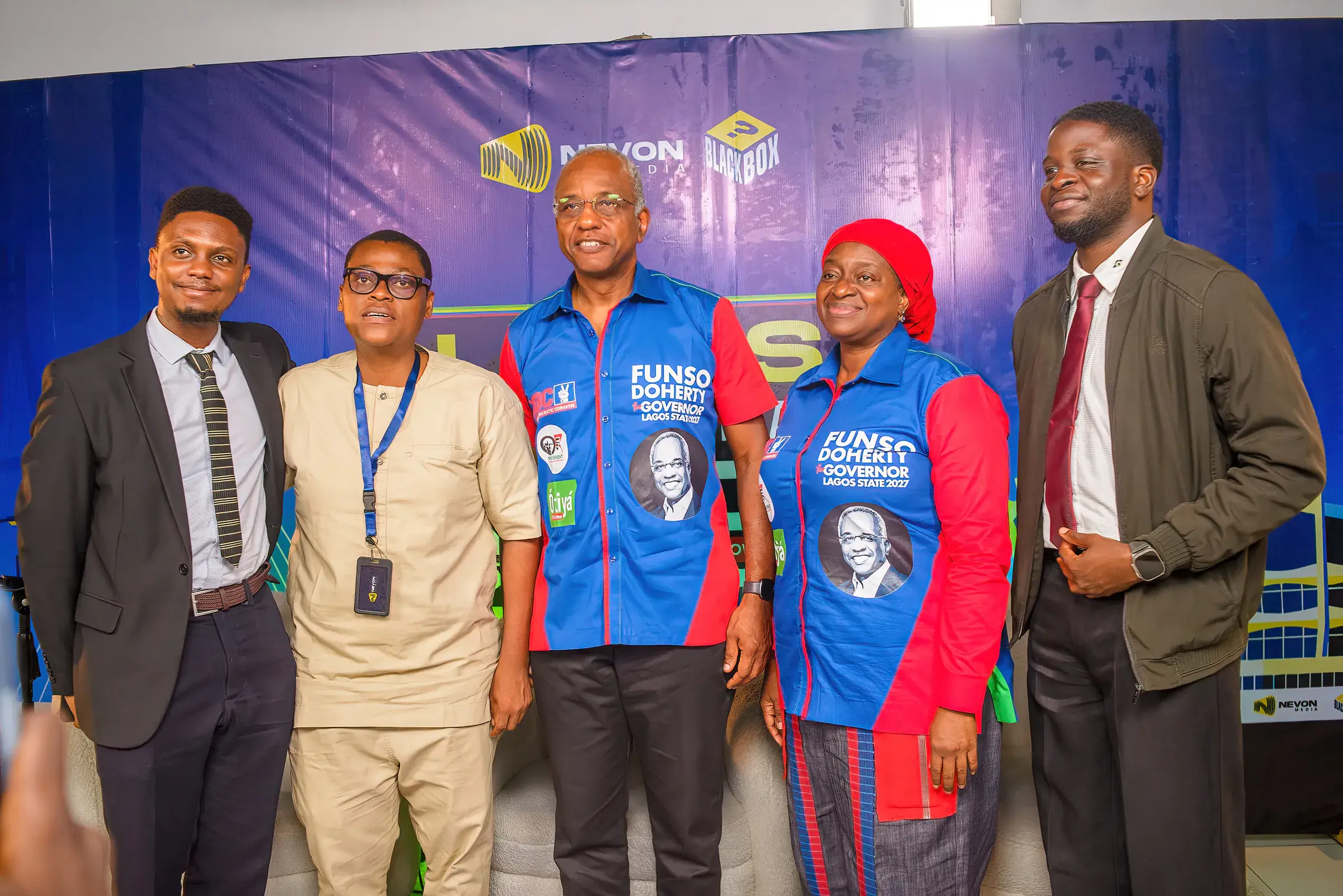Funso Doherty with people at the Lagos Gubernatorial Series.