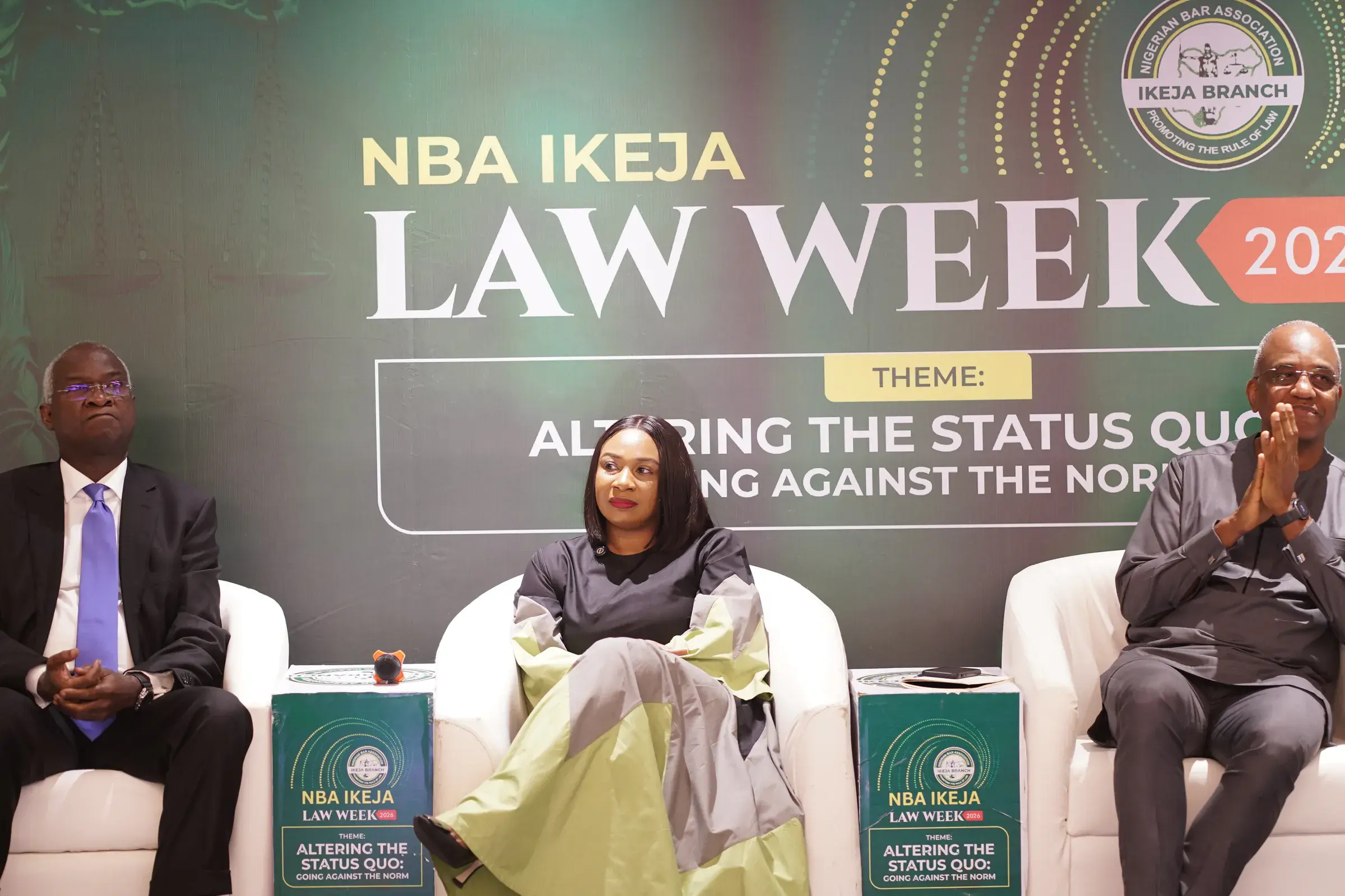 Funso Doherty with people at NBA Ikeja Law Week 2026.