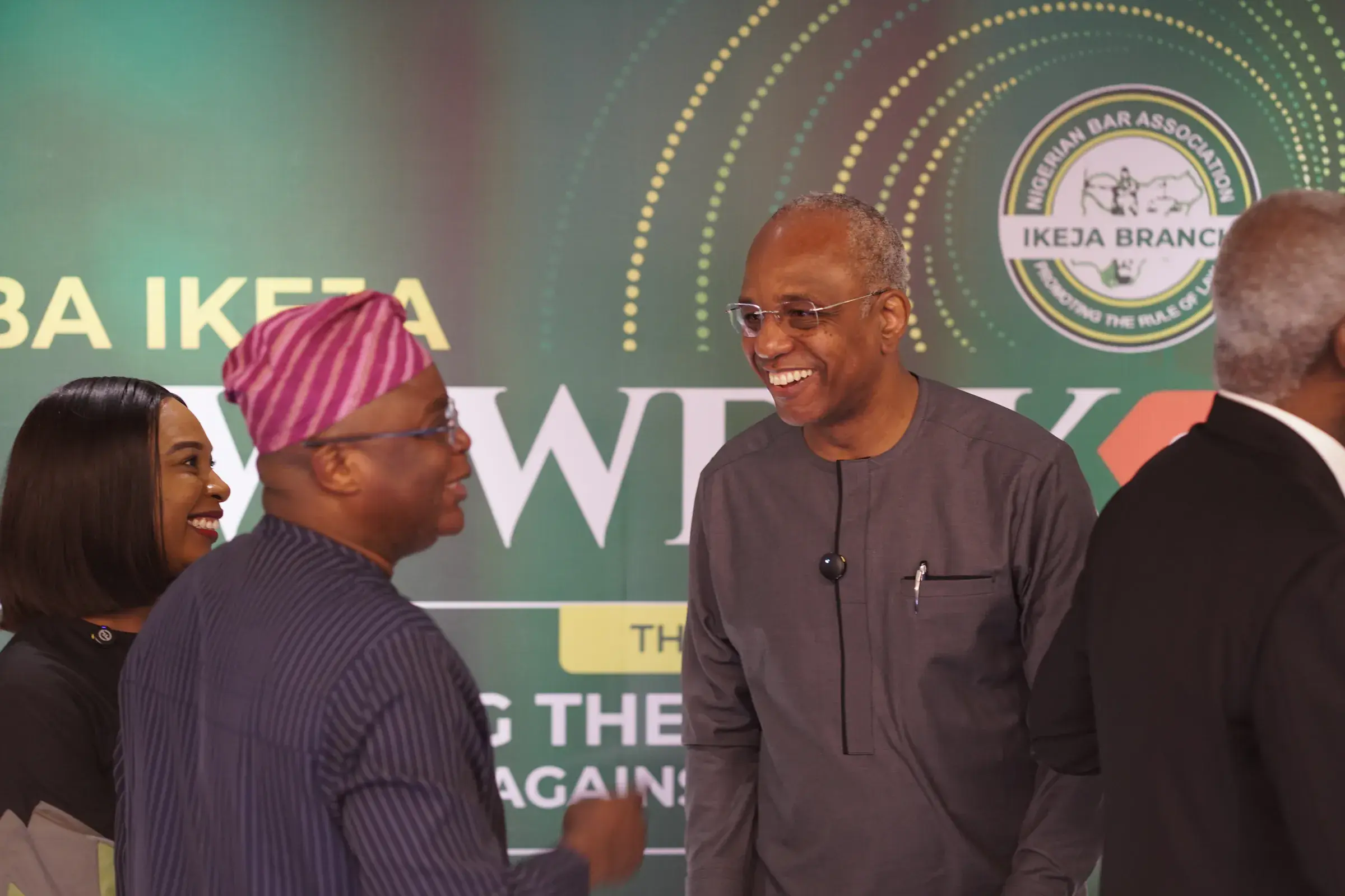 Funso Doherty with people at NBA Ikeja Law Week 2026.