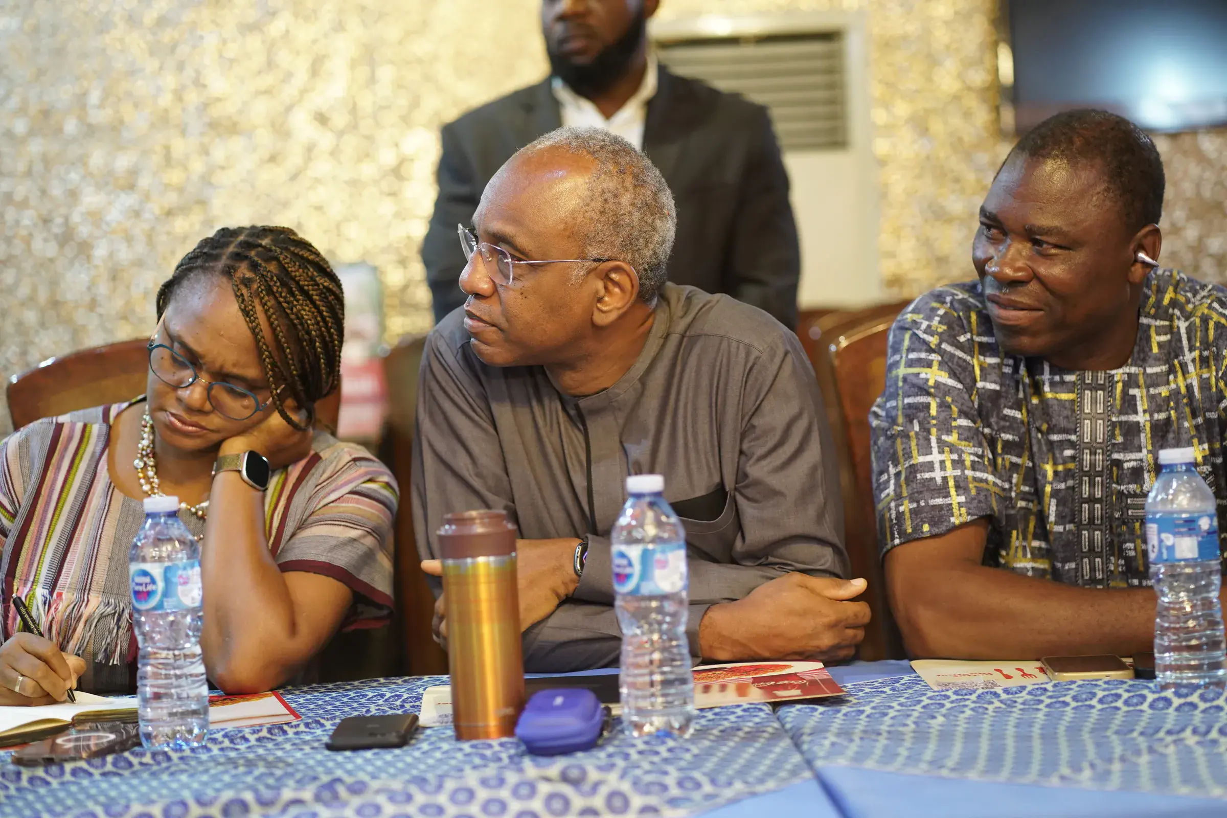 Funso Doherty and Dr Orode Doherty at an NDC Lagos State executive meeting.